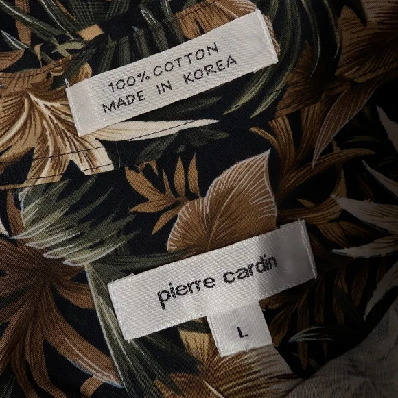 Vintage Pierre Cardin Hawaiian Shirt Tropical Print Cotton Made in Korea Resort - Picture 9 of 12